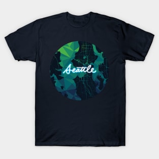 Seattle Geometric Map Cursive T-Shirt